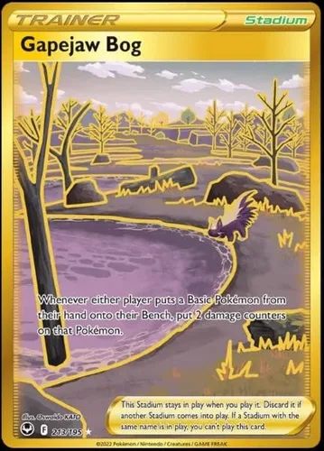 Gapejaw Bog 213/195 - Tempestad plateada - Arte completo - Tarjeta secreta secreta de oro de Pokemon