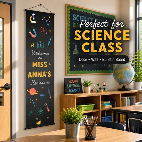 Miniatura 5 de Andaz Press - Letrero de bienvenida vertical de 13 x 47 pulgadas para el aula, letrero de bienvenida para profesores, aula, letrero de puerta