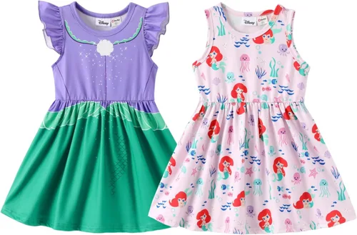 Miniatura 24 de Disney Frozen Elsa - Vestido de princesa Minnie Mouse Stitch para niña, paquete de 2 unidades, manga larga con volantes, conjunto de disfraz de 2 a