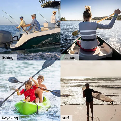 Miniatura 4 de Correa de remo de kayak, 1 paquete de cordón elástico en espiral para kayak, remo, caña de pescar que se extiende hasta 59 pulgadas (negro)