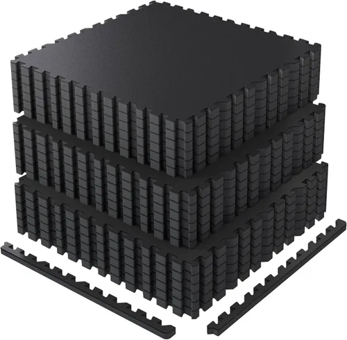 Miniatura 13 de AIRHOP - Alfombrillas de 0.79 pulgadas de grosor para equipos de ejercicio de 48 pies cuadrados, 12 piezas de goma superior mejorada con espuma EVA