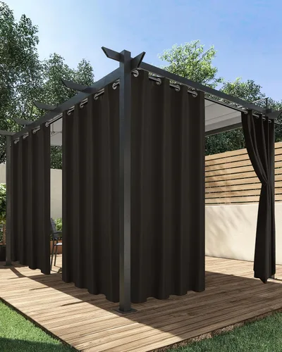 Miniatura 26 de HolidayIdeas Cortinas impermeables para patio, 4 paneles, 54 x 84 pulgadas, protección de privacidad y filtrado de luz, cortinas exteriores con Negro
