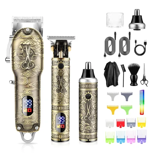 Qhou Cortapelos para hombres, cortadora de pelo profesional inalámbrica/recortadora de pelo eléctrica, recortadora de barba/nariz, juego de corte de