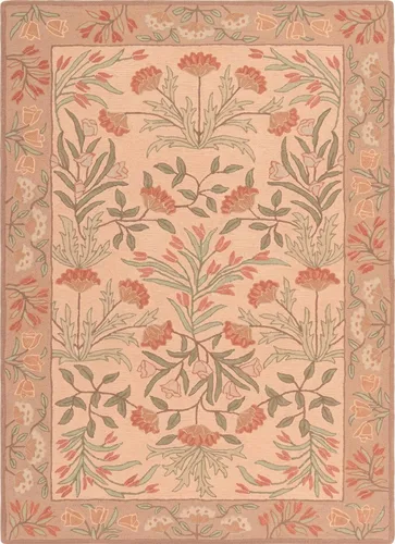 Miniatura 16 de Restoration and Renovation Handmade Floral Adeline Beige/Blue Tulips Traditional Crafted Wool Area Rug for Living Room Bedroom and Kitchen