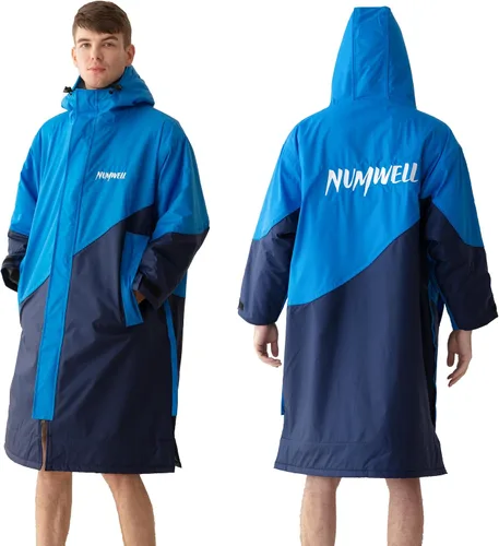 Miniatura 6 de Parka de natación impermeable cálida para hombres y mujeres, bata cambiadora con capucha de gran tamaño, poncho de invierno de felpa para deportes