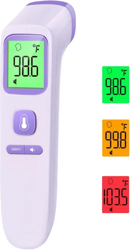 Miniatura 8 de Termómetro sin contacto para adultos y niños, termómetro digital para bebés con alarma de fiebre, resultado rápido en 1 segundo, fácil de usar, modo