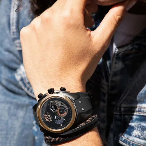 Miniatura 6 de MULCO Relojes para hombre - Evol, caja de acero inoxidable con correa de silicona para muñeca, movimiento multifuncional de cuarzo, pantalla