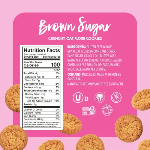 Miniatura 2 de Goodie Girl - Mini galletas de azúcar morena, galletas sin gluten para niños, paquetes de 100 calorías, sin maní, envueltas individualmente