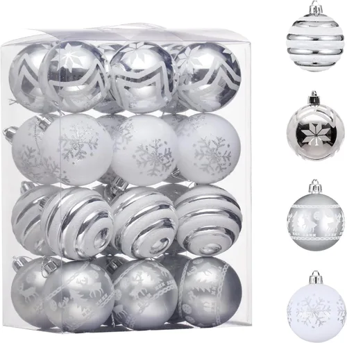 Miniatura 8 de Valery Madelyn Adornos de Navidad para árbol de Navidad, juego de adornos de bolas de Navidad inastillables rojo y blanco, 2.36 pulgadas, adorno