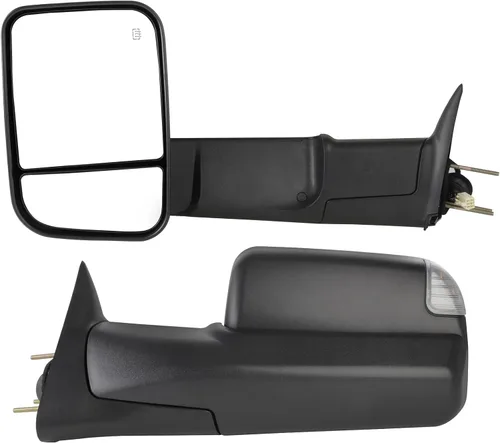 Miniatura 27 de Juego de montaje de espejos laterales Compatible con 1987-2002 para Jeep Wrangler con puerta media, plegable manual, espejo negro manual texturizado