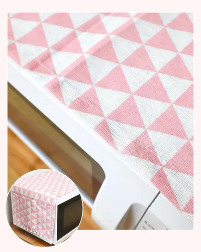 Miniatura 5 de Funda para horno de microondas, protector de máquina de algodón, a prueba de polvo, funda decorativa para electrodomésticos de cocina con bolsillos