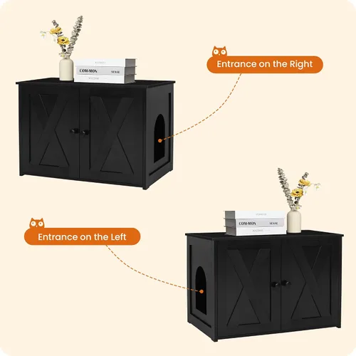Miniatura 5 de Caja de arena para gatos Dwanton, mueble oculto para caja de arena para gatos, entrada reversible puede estar en el lado izquierdo o derecho, baño