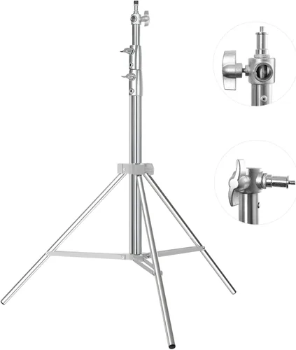 Soporte de luz resistente para fotografía de 9.2 pies/110 pulgadas, trípode de acero inoxidable para fotografía con resorte acolchado, tornillo