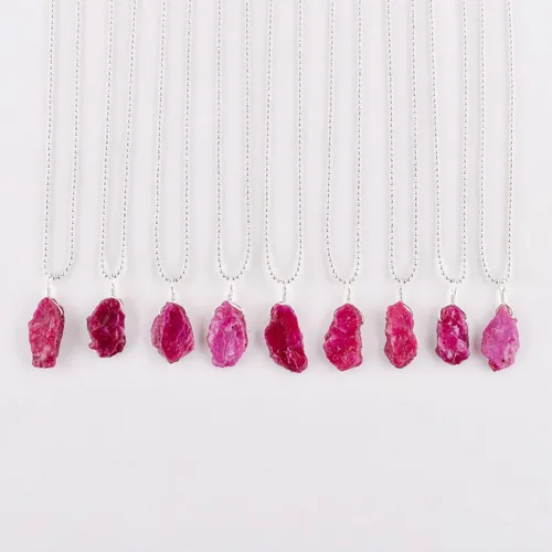 Miniatura 5 de Collar con colgante de gemas naturales, piedras en bruto, chapado en plata, cristales sanadores de chakras, hecho a mano, boda, cumpleaños