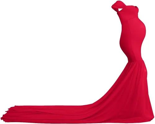 Miniatura 5 de Vestido de maternidad con hombros descubiertos y cuello en V para mujer, vestido largo de gasa con cuello en V y ajuste elegante, para fotografía