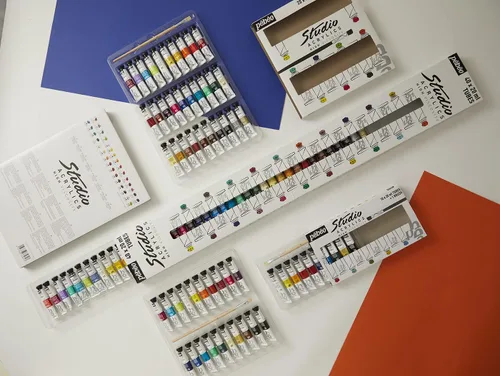 Miniatura 2 de Pebeo Pébéo-Studio - Estuche de pintura acrílica de 40 tubos surtidos y juego de pinceles, 40 piezas, 27 fl oz, 20 ml
