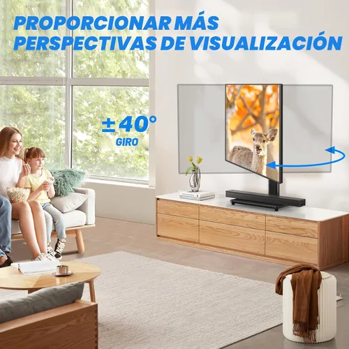 Miniatura 3 de Rfiver - Soporte universal giratorio de mesa para TV de pantalla plana de 23, 24, 26, 32, 39, 40, 42, 43 pulgadas, soporte de pedestal central