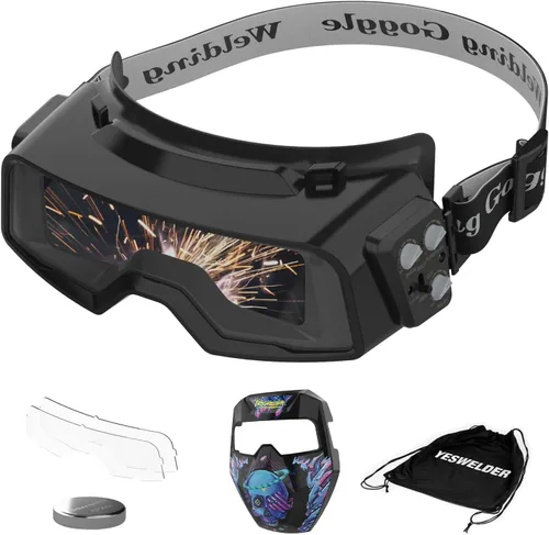 Miniatura 9 de YESWELDER Gafas de soldadura de oscurecimiento automático de color verdadero, amplio rango de sombra 4/5-9/9-13 con molienda, gafas de soldadura