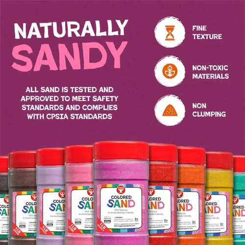 Miniatura 5 de Hygloss Arena de colores para manualidades – Botella de 1 libra, magenta – Juegos de arte de arena fina y colorida vibrante para niños – Actividades
