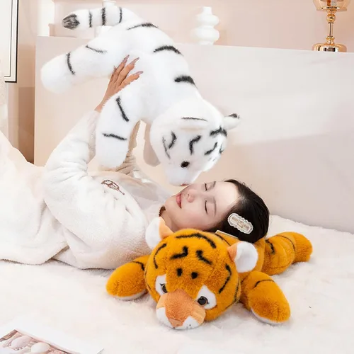 Miniatura 3 de Animal de peluche con peso de tigre blanco, almohada de peluche de tigre con peso de 17.7 pulgadas, juguetes de peluche de tigres suaves, almohada