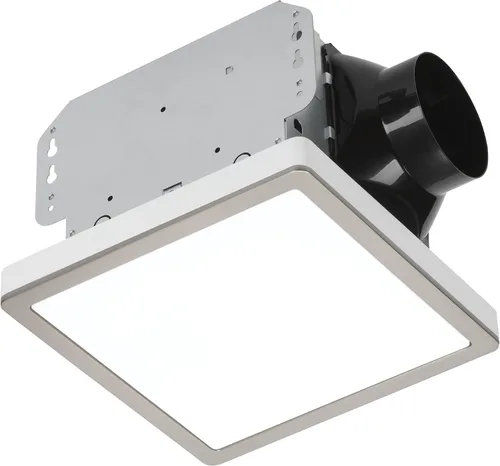 Homewerks 7105-10 - Ventilador de baño con luz LED integrada para montaje en techo, ventilación de escape ultra silenciosa de 1.0 sones, 70 pies