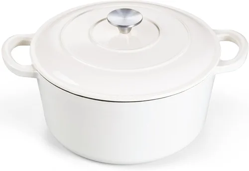 Miniatura 12 de E-far - Horno holandés de 6 cuartos de galón, esmaltado de hierro fundido con tapa, olla de cocina redonda antiadherente para Naranja