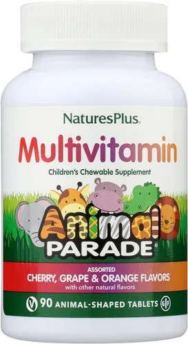 Miniatura 4 de Natures Plus Animal Parade - Multivitamínico masticable para niños, 90 tabletas en forma de animal, sabores surtidos naturales, vegetariano, sin