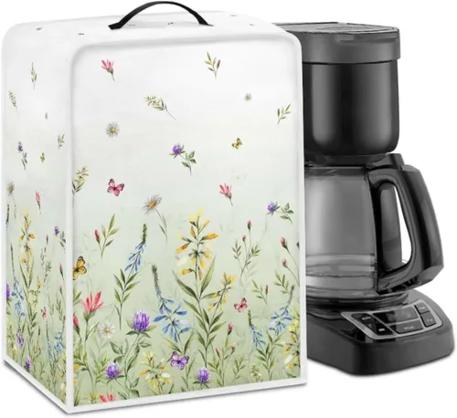 Miniatura 76 de Funda para cafetera, poliéster, azul, se adapta a la mayoría de máquinas de café estándar, protector resistente al polvo, huellas dactilares
