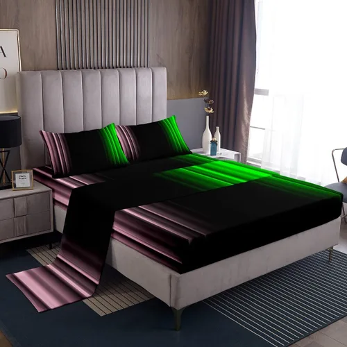 Miniatura 38 de Feelyou Juego de sábanas decorativas con ombre abstracto para niños y adolescentes, juego de sábanas rojas y negras de moda para dormitorio de niñas