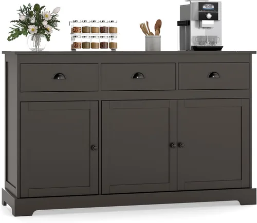 Giantex Aparador buffet para servidor de almacenamiento, mesa de consola para el hogar, cocina, comedor, muebles de entrada con 2 armarios y 3