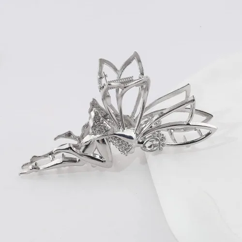 Miniatura 8 de Accesorios para el cabello plateado con diamantes de imitación de hada: horquillas de cristal de elfo, clips de metal y pasadores para niñas