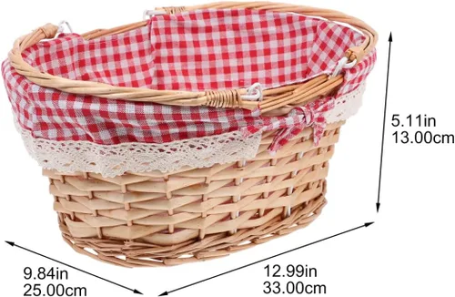 Miniatura 9 de HANABASS Cesta de picnic ovalada de mimbre tejida con asas dobles para recolección de huevos, dulces, compras, acampar al aire libre, almacenamiento