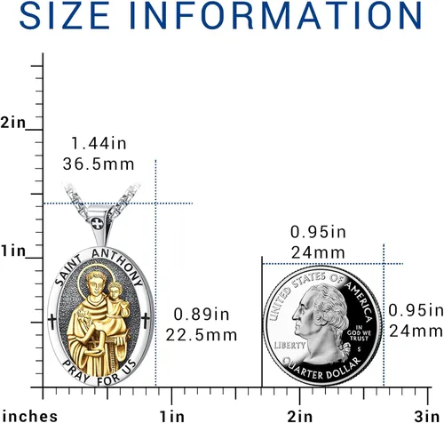 Miniatura 133 de Eusense San Miguel San Cristóbal San Benito San Judas Virgen María Collar chapado en oro 925 joyería religiosa para hombres y mujeres, collar
