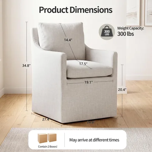Miniatura 2 de DUHOME Silla de comedor tapizada, silla decorativa de lino para sala de estar, sofá individual con 4 ruedas, sillón tapizado para dormitorio