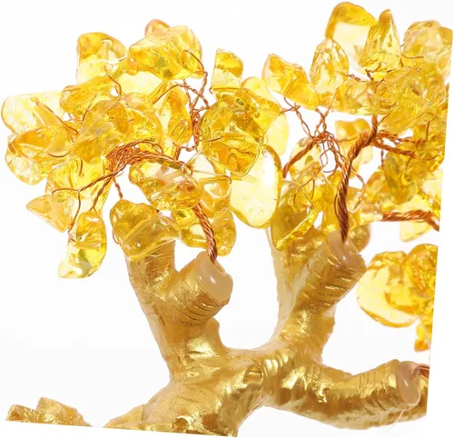 Miniatura 5 de Garneck Adornos de árbol de la suerte de cristal de 7.5 in para árbol de dinero, Feng Shui, estilo bonsái, adornos de riqueza para el hogar, tienda