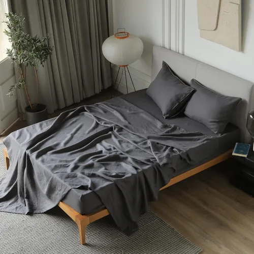 Miniatura 8 de XZ XIFA - Juego de sábanas de lino tamaño king - 100% lino francés lavado orgánico, ropa de cama transpirable y refrescante que regula la Lino