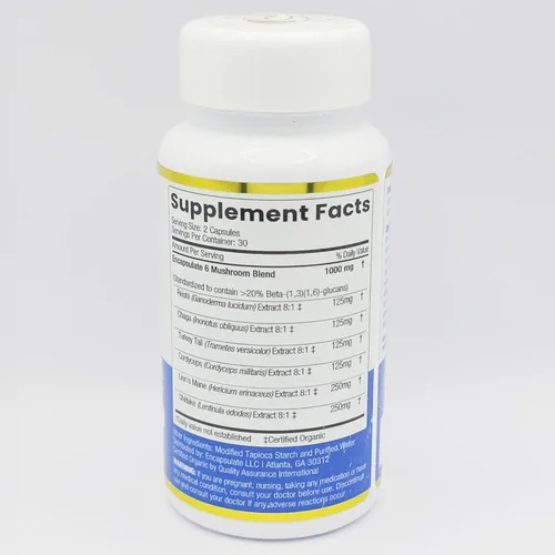 Miniatura 3 de ENCAPSULATE Mezcla de 6 hongos – Reishi, Chaga, cola de pavo, cordyceps, melena de león y extracto de hongo Shiitake 8:1 – Suplemento de hongos