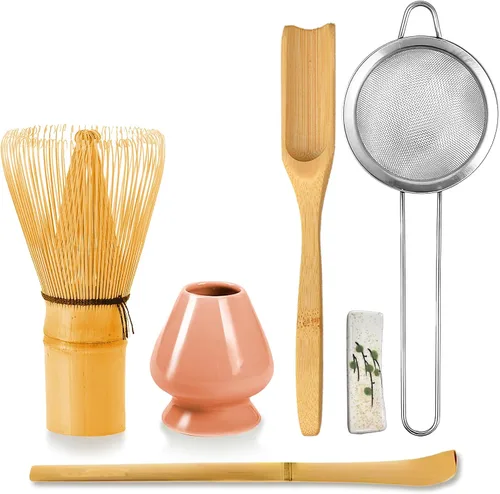 Miniatura 12 de Juego de 6 batidores de matcha, kit de herramientas de fabricación de matcha ceremonial japonés para batidor de bambú, cuchara de matcha, cuchara