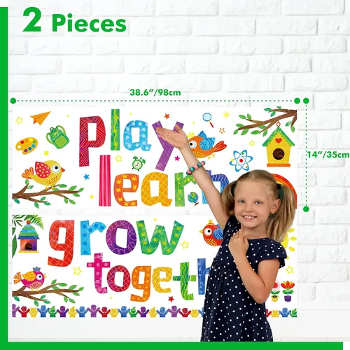 Miniatura 2 de Cartel de Banner para Aula, 2 Piezas de Decoración de Tablón de Anuncios Coloridas, Carteles Motivacionales para Escuela y Aula de Jardín