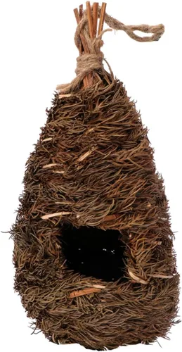 BESTOYARD Nido de pájaro de paja, decoración de jardín, adornos de jardín, casas de anidación de pájaros, casa de pájaros colgantes, casas