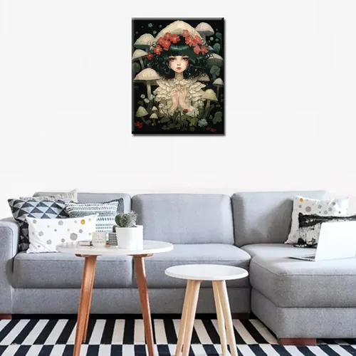 Miniatura 3 de Pintura por números para principiantes, color verde, pelo rizado, muñeca de ángel, pintura por números sobre lienzo, fácil de pintar, arte