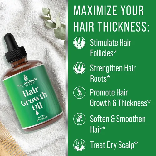 Miniatura 3 de Suero hidratante y engrosante del cabello, aceite vegano para el tratamiento del cuero cabelludo para mujeres, hombres con cabello seco, encrespado