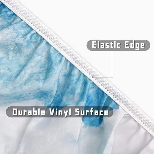Miniatura 6 de Mantel redondo costero de playa redondo ajustable con funda elástica para mesa de exteriores, manteles ajustables para mesas, manteles impermeables