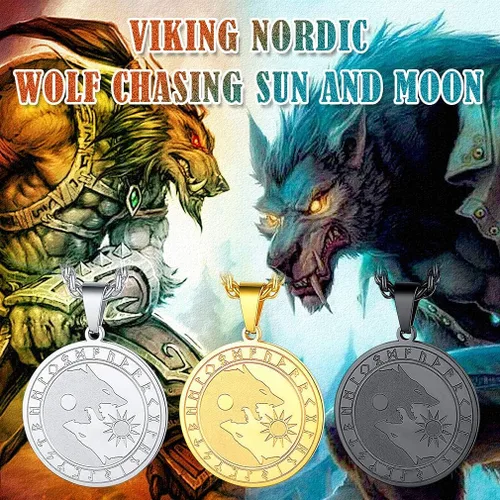 Miniatura 4 de FaithHeart Collar con colgante de lobo vikingo nórdico para hombres y mujeres, acero inoxidable, chapado en oro de 18 quilates, joyería con embalaje