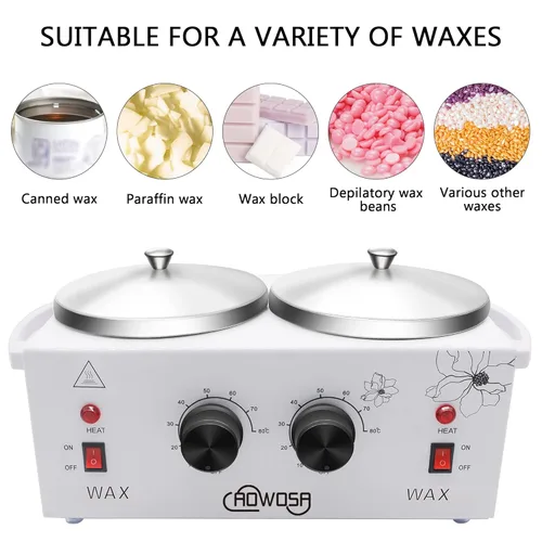 Miniatura 2 de Calentador de cera doble profesional eléctrico calentador de cera para depilación, olla de cera doble, parafina, piel facial, cuerpo, spa, salón