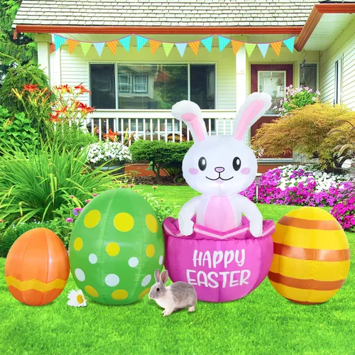 Miniatura 12 de Decoraciones inflables de Pascua para exteriores de 6 pies, con luces LED integradas, decoración de patio, para fiestas de Pascua, al aire libre