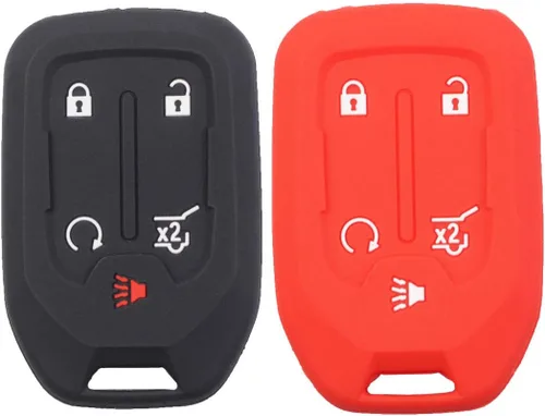 Miniatura 5 de 2 piezas de silicona 5 botones Smart Key Fob Cover Remote Keyless Entry Bag Compatible con GMC Acadia Terrain Yukon Chevrolet Suburban Tahoe HYQ1AA