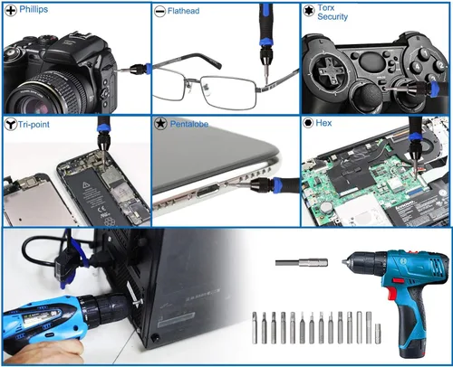 Miniatura 4 de Kaisi Kit de herramientas de reparación electrónica 136 en 1, juego de destornilladores de precisión profesional, kit de unidad magnética con bolsa