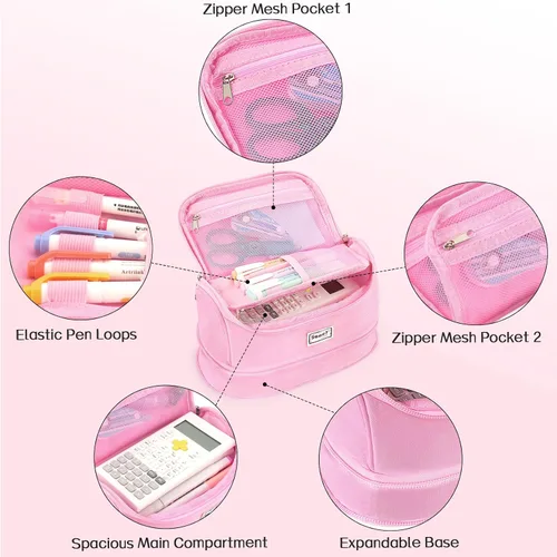 Miniatura 5 de Sooez - Estuche súper grande para lápices, estuche expandible de gran capacidad extra, organizador de bolígrafos, bolsa de papelería portátil
