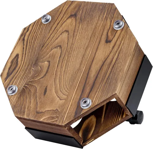 Miniatura 9 de MyGift Juego de servidor de vuelo de cerveza geométrica de madera maciza quemada con mango de tubo de metal industrial rústico, 4 vasos de cerveza
